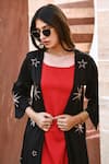 Gulaal_Black 100% Cotton Hand Embroidered Pithan Front-open Jacket _at_Aza_Fashions