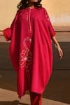 Shop_Gulaal_Pink Cotton Sequins Round Neck Hand Embroidered Kaftan And Pant Set _Online_at_Aza_Fashions