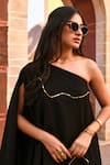 Shop_Gulaal_Black 100% Cotton Hand Embroidered Pithan Round Kaftan And Pant Set _Online_at_Aza_Fashions