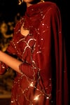 Buy_Gulaal_Brown Muslin Silk Hand Embroidered Hand-dye Sequins Work Short Kurta Sharara Set_Online_at_Aza_Fashions