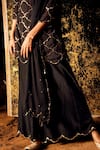 Buy_Gulaal_Black Muslin, Silk, Chiffon Sequins, Hand Embroidered Short Kurta Palazzo Set _Online_at_Aza_Fashions