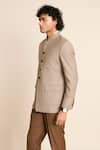 Shop_Gargee Designers_Beige 100% Wool Mandarin Collar Flannel Bandhgala _Online_at_Aza_Fashions