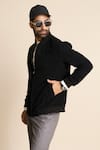 Gargee Designers_Black Corduroy Poly Viscose Bomber Jacket _Online_at_Aza_Fashions