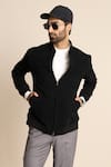 Buy_Gargee Designers_Black Corduroy Poly Viscose Bomber Jacket _Online_at_Aza_Fashions