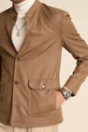 Gargee Designers_Brown 100% Wool Flannel Bomber Jacket _Online_at_Aza_Fashions