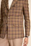 Gargee Designers_Brown 100% Wool Tweed Checks Checkered Pattern Blazer _Online_at_Aza_Fashions