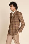 Buy_Gargee Designers_Brown 100% Wool Tweed Checks Checkered Pattern Blazer _Online_at_Aza_Fashions