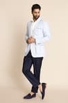 Buy_Gargee Designers_Blue 100% Linen Bellows Pocket Blazer _Online_at_Aza_Fashions