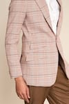 Buy_Gargee Designers_Beige Cotton Viscose Check Pattern Single Breasted Blazer _Online_at_Aza_Fashions