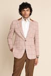 Buy_Gargee Designers_Beige Cotton Viscose Check Pattern Single Breasted Blazer 