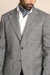 Gargee Designers_Grey 100% Wool Flannel Herring Bone Blazer _Online_at_Aza_Fashions