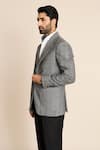 Buy_Gargee Designers_Grey 100% Wool Flannel Herring Bone Blazer _Online_at_Aza_Fashions