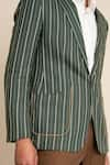 Buy_Gargee Designers_Green 100% Linen Striped Pattern Blazer _Online_at_Aza_Fashions