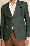 Gargee Designers_Green 100% Linen Sartorial Single Breasted Blazer _Online_at_Aza_Fashions