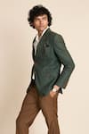 Buy_Gargee Designers_Green 100% Linen Sartorial Single Breasted Blazer _Online_at_Aza_Fashions