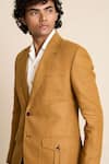 Gargee Designers_Yellow 100% Linen Peak Lapel Blazer _Online_at_Aza_Fashions