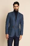 Gargee Designers_Blue 100% Wool Tweed Checks Cargo Pocket Blazer _Online_at_Aza_Fashions