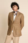 Shop_Gargee Designers_Beige 100% Linen Weekend Blazer _Online_at_Aza_Fashions