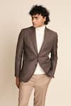 Gargee Designers_Brown 110 Poly Viscose Quilting Quilted Blazer _at_Aza_Fashions