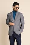 Shop_Gargee Designers_Grey 110 Poly Viscose Quilting Quilted Notch Lapel Blazer _Online_at_Aza_Fashions