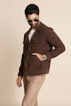 Shop_Gargee Designers_Brown Corduroy In Man Made Fibre Shacket Top _Online_at_Aza_Fashions