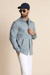 Gargee Designers_Grey 100% Cotton Chinos Zip Front Shacket _Online_at_Aza_Fashions