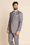 Buy_Gargee Designers_Grey Super 110 Poly Viscose Notch Lapel Blazer And Pant Set _Online_at_Aza_Fashions