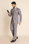 Gargee Designers_Grey Super 110 Poly Viscose Notch Lapel Blazer And Pant Set _at_Aza_Fashions