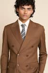 Gargee Designers_Brown Super 110 Poly Viscose Double Breasted Blazer Set _Online_at_Aza_Fashions