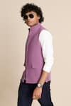 Buy_Gargee Designers_Purple Poly Viscose Knit Zip Front Lavender Jacket _Online_at_Aza_Fashions