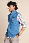 Buy_Gargee Designers_Blue Cotton, Denim Bundi_Online_at_Aza_Fashions