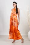 Garo_Orange Russian Silk Floral Round And Abstract Pattern Jumpsuit _Online_at_Aza_Fashions