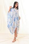 Shop_PIRI INDIA_Blue Heavy Georgette Floral Print Kaftan_Online_at_Aza_Fashions