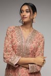 Buy_Gopi Vaid_Pink Kurta Georgette Printed Bouquet Nusrat Floral And Dhoti Pant Set _Online_at_Aza_Fashions