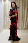 Buy_Archana Kochhar_Black Gown Italian Fabric Embroidered Fireburst Pattern One Cosmic Frill _Online_at_Aza_Fashions