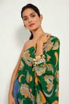 Buy_Style Junkiie_Green Crepe Printed Paisley Asymmetric One Shoulder Tunic  _Online_at_Aza_Fashions