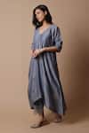 Rhua_Blue Silk, Cotton, Silk, Embroidery, Mukaish Kurta Set _Online_at_Aza_Fashions