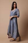 Buy_Rhua_Blue Silk, Cotton, Silk, Embroidery, Mukaish Kurta Set _Online_at_Aza_Fashions
