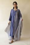 Buy_Rhua_Blue Muslin, , Satin, Silk Embroidery, Adiba Mukaish Work Kurta Set _at_Aza_Fashions