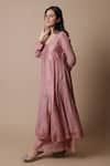 Shop_Rhua India_Pink Anarkali Chanderi Silk Embroidery Floral Tear-drop Afra Set _Online_at_Aza_Fashions