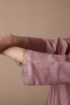 Shop_Rhua_Pink Chanderi Silk, Cotton, Silk, Organza Mirrors V-neck Afsa Kurta Set _Online_at_Aza_Fashions