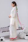 Buy_Kacha Tanka_Ivory Cotton Tassels Collared High Low Kurta And Palazzo Set _Online_at_Aza_Fashions