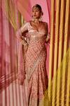 Buy_Gopi Vaid_Pink Blouses-tussar Nusrat Floral Print Layered Frill Saree With Blouse