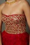 Buy_RI.Ritu Kumar_Red Polyester Embroidered Dori Sweetheart Neck Villa Floral Bandeau Frill Dress_Online_at_Aza_Fashions