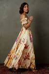 Buy_RI.Ritu Kumar_Off White Silk Printed Zardozi Sweetheart Neck Floral And Embroidered Gown _Online_at_Aza_Fashions