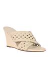 Vanilla Moon_Ivory Gloria Hexagonal Woven Strap Wedges_Online_at_Aza_Fashions