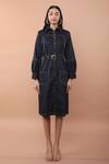 Veera Wear_Blue Cotton Collared Glory Front Pocketed Dress _Online_at_Aza_Fashions