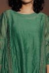 TATWA_Green Viscose Zari Round Neck Handloom Chanderi Dress _at_Aza_Fashions