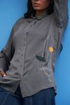 Buy_Siddhant Agrawal_Grey Cotton, Georgette Embroidery Collared Sutairu Hand Shirt _Online_at_Aza_Fashions