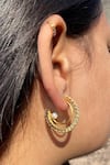 Shop_Anushka Jain Jewellery_Gold Plated Shimmer Pearl Embellished Hoops _Online_at_Aza_Fashions